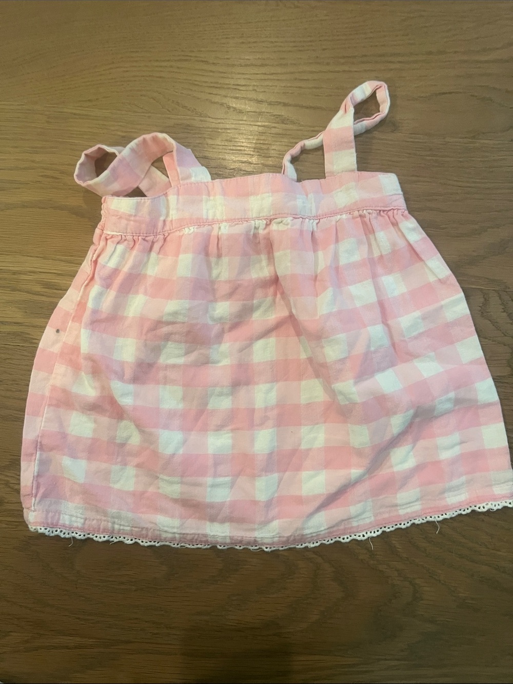 Cherokee Pink and White Gingham Girls Tank Top
